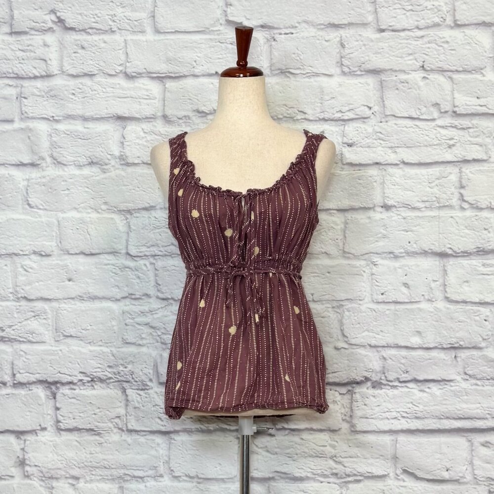 Tocca Mulberry & Cream Cotton Sleeveless Top